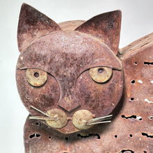 Load image into Gallery viewer, Vtg Scrap Yard Art Metal Cat Lantern Garden Candle Decor Outdoor 17x21