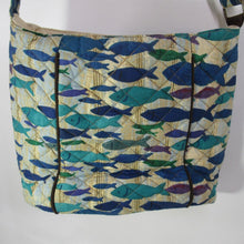 Load image into Gallery viewer, Paul Brent Sun N Sand Tote Handbag Large Blue Green Fish School Crossbody Adjust