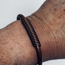 Load image into Gallery viewer, Vintage Copper Cuff Bracelet Large 2.5 i Metal Wrap Detail Adjustable
