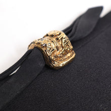 Load image into Gallery viewer, Vtg Evening Clutch Handbag Women S Black Gold Tone Latch Bow Purse Satchel Bag