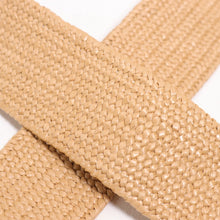 Load image into Gallery viewer, Jute Summer Waist Belt Women XL Stretch Tan Weave Wood Circle Slide Buckle Wide