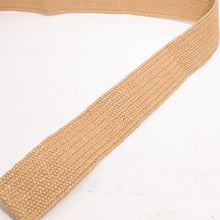 Load image into Gallery viewer, Jute Summer Waist Belt Women XL Stretch Tan Weave Wood Circle Slide Buckle Wide