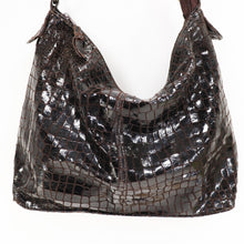 Load image into Gallery viewer, Leather Croc Embossed Hobo Handbag Women Brown Oxblood Purse Shoulder Bag