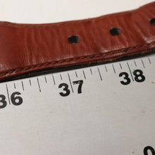 Load image into Gallery viewer, Talbots Golf Belt M Ivory Cotton Brown Leather Trim Brass Buckle Adjust