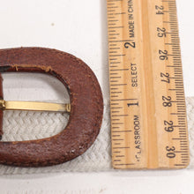 Load image into Gallery viewer, Talbots Golf Belt M Ivory Cotton Brown Leather Trim Brass Buckle Adjust