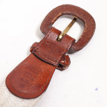 Load image into Gallery viewer, Talbots Golf Belt M Ivory Cotton Brown Leather Trim Brass Buckle Adjust