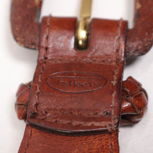 Load image into Gallery viewer, Talbots Golf Belt M Ivory Cotton Brown Leather Trim Brass Buckle Adjust