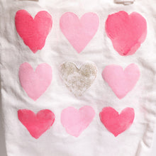 Load image into Gallery viewer, Heart Canvas Tote Small White Pink Love Shoulder Handles Foldable Carryall