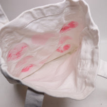 Load image into Gallery viewer, Heart Canvas Tote Small White Pink Love Shoulder Handles Foldable Carryall