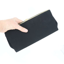 Load image into Gallery viewer, Vtg Evening Clutch Handbag Small Black Satchel Purse Bag Red White Lined Chain