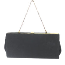 Load image into Gallery viewer, Vtg Evening Clutch Handbag Small Black Satchel Purse Bag Red White Lined Chain