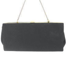 Load image into Gallery viewer, Vtg Evening Clutch Handbag Small Black Satchel Purse Bag Red White Lined Chain