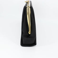 Load image into Gallery viewer, Vtg Evening Clutch Handbag Small Black Satchel Purse Bag Red White Lined Chain