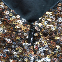 Load image into Gallery viewer, Dress the Population Women Small Bodycon Gold Black Sequin Stretch Long Sleeve
