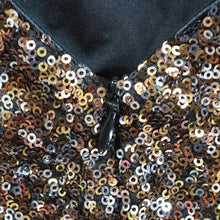 Load image into Gallery viewer, Dress the Population Women Small Bodycon Gold Black Sequin Stretch Long Sleeve
