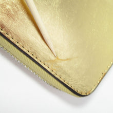 Load image into Gallery viewer, Lodis Wallet Women Small Gold Leather Zip Around Bifold Clutch ID Cards Coin
