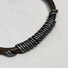 Load image into Gallery viewer, Vtg Copper Cuff  Bracelet Brass Wrap Wire Adjust 2.5 in Signed Native American
