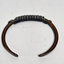 Load image into Gallery viewer, Vtg Copper Cuff  Bracelet Brass Wrap Wire Adjust 2.5 in Signed Native American
