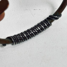 Load image into Gallery viewer, Vtg Copper Cuff  Bracelet Brass Wrap Wire Adjust 2.5 in Signed Native American

