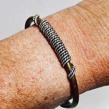 Load image into Gallery viewer, Vtg Copper Cuff  Bracelet Brass Wrap Wire Adjust 2.5 in Signed Native American
