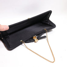 Load image into Gallery viewer, Vtg Evening Clutch Handbag Women S Black Gold Tone Latch Bow Purse Satchel Bag
