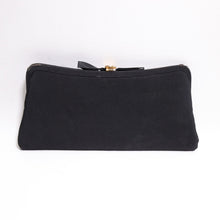 Load image into Gallery viewer, Vtg Evening Clutch Handbag Women S Black Gold Tone Latch Bow Purse Satchel Bag
