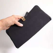 Load image into Gallery viewer, Vtg Evening Clutch Handbag Women S Black Gold Tone Latch Bow Purse Satchel Bag
