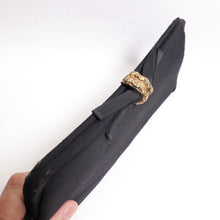 Load image into Gallery viewer, Vtg Evening Clutch Handbag Women S Black Gold Tone Latch Bow Purse Satchel Bag
