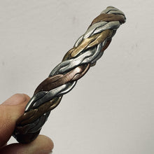 Load image into Gallery viewer, Vtg Copper Sterling Braided Cuff Bracelet Handcrafted Signed D 3 Adjust 2.5 in
