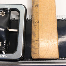 Load image into Gallery viewer, Vtg Astor Waist Belts M Black Faux Patent Leather Covered Buckle Wide
