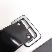 Load image into Gallery viewer, Vtg Astor Waist Belts M Black Faux Patent Leather Covered Buckle Wide
