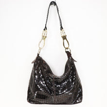 Load image into Gallery viewer, Leather Croc Embossed Hobo Handbag Women Brown Oxblood Purse Shoulder Bag
