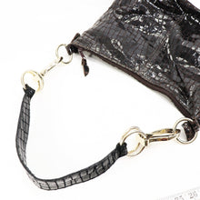 Load image into Gallery viewer, Leather Croc Embossed Hobo Handbag Women Brown Oxblood Purse Shoulder Bag
