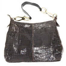 Load image into Gallery viewer, Leather Croc Embossed Hobo Handbag Women Brown Oxblood Purse Shoulder Bag
