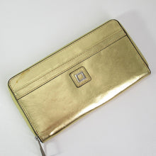 Load image into Gallery viewer, Lodis Wallet Women Small Gold Leather Zip Around Bifold Clutch ID Cards Coin
