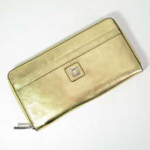 Load image into Gallery viewer, Lodis Wallet Women Small Gold Leather Zip Around Bifold Clutch ID Cards Coin
