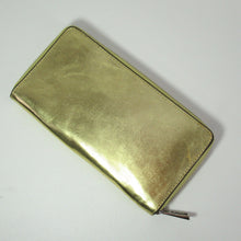 Load image into Gallery viewer, Lodis Wallet Women Small Gold Leather Zip Around Bifold Clutch ID Cards Coin
