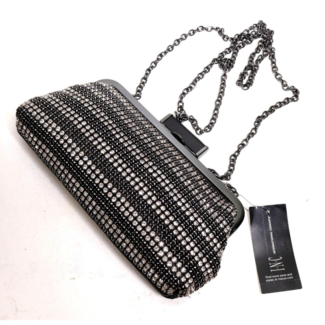 Inc Rhinestone Crossbody Handbag S Silver Black Blink Evening Purse Clutch Bag