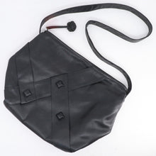 Load image into Gallery viewer, Vtg Sharif Handbag M Black Leather Square Bead Lined Retro Purse Shoulder Bag

