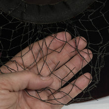 Load image into Gallery viewer, Vtg Garolner Velvet Hat Women 22 Brown Short Rear Wide Side Front Brim Netting
